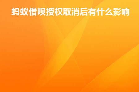 蚂蚁借呗授权取消后有什么影响(蚂蚁借呗被关以后可以重新开通吗)