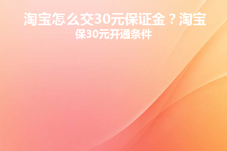 淘宝怎么交30元保证金(淘宝怎么交30元保证金显示1000元)