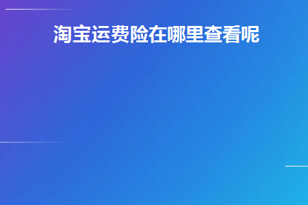淘宝运费险在那里看