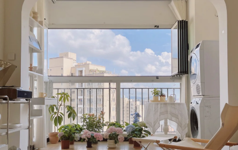 开放式阳台放洗衣机的装修图