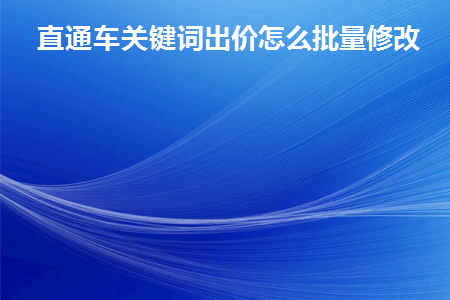 直通车如何修改单个关键词的出价