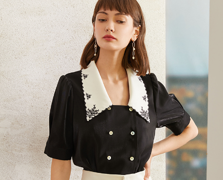 法式泡泡袖搭配下装