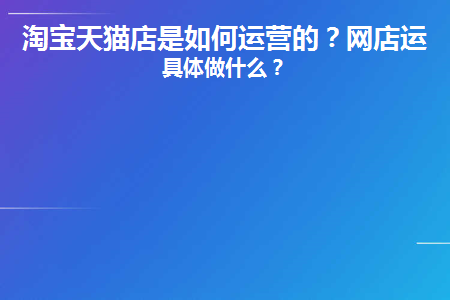 淘宝天猫店是如何运营的 电子书