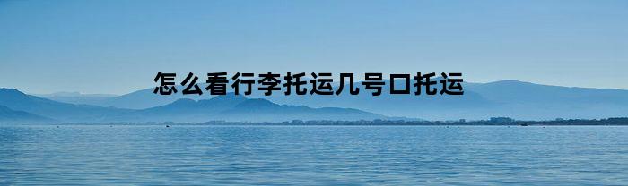 怎么看行李托运几号口托运(怎么知道飞机托运的行李在几号)