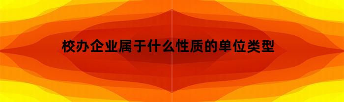 校办企业属于什么性质的单位类型(校办企业是什么性质)