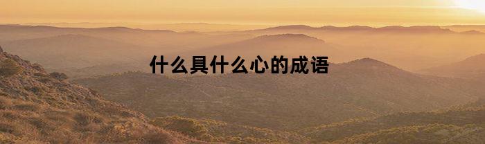 什么具什么心的成语(什么具什么心成语大全四个字)