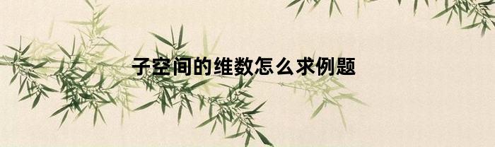 子空间的维数怎么求例题(子空间维数公式证明)