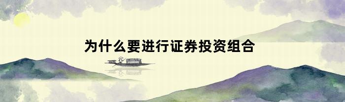 为什么要进行证券投资组合(进行证券投资组合的意义是什么)