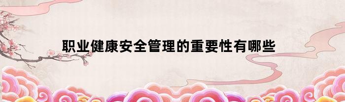 职业健康安全管理的重要性有哪些(职业健康安全管理要素应包括:职责和权限)