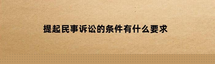 提起民事诉讼应当具备的条件是什么