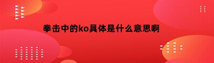 拳击中的ko具体是什么意思啊(拳击里ko是什么意思)