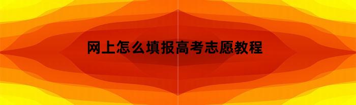 网上怎么填报高考志愿教程(网上怎么填报高考志愿教程呢)