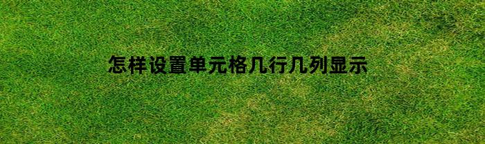 怎样设置单元格几行几列显示(怎么设置单元格行数量)