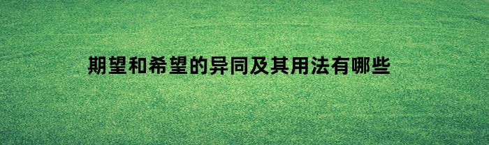 期望和希望的异同及其用法有哪些(期望和希望一样吗)