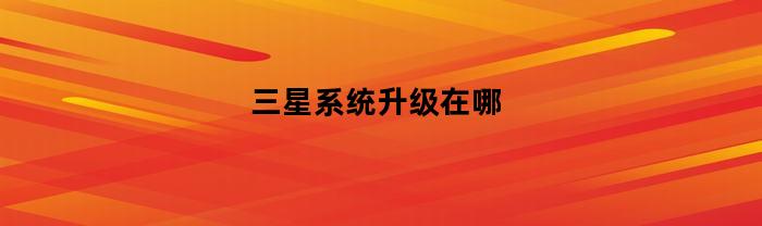 三星系统升级在哪(三星哪里升级系统)