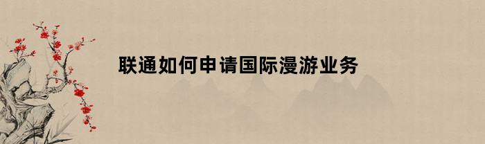 联通如何申请国际漫游业务(中国联通如何办理国际漫游)
