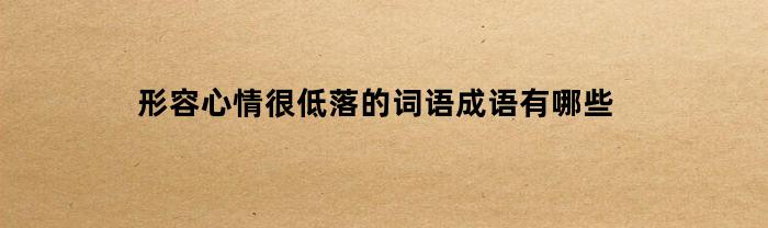 形容心情很低落的词语成语有哪些(形容心情低落的词语有哪些?)