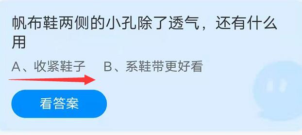 蚂蚁庄园：帆布鞋两侧的小孔除了透气还有什么用