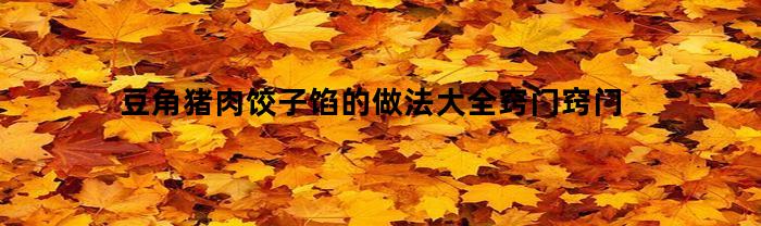 豆角猪肉饺子馅的做法大全窍门窍门(豆角猪肉馅饺子怎么调好吃)