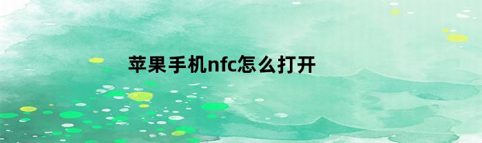 苹果手机nfc怎么打开(苹果手机nfc怎么打开密码门)