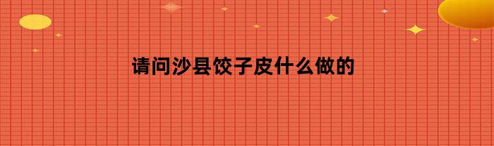 请问沙县饺子皮什么做的(请问沙县饺子皮什么做的好)