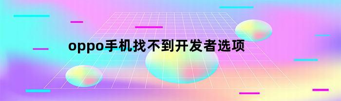 oppo手机找不到开发者选项(oppo手机找不到开发者选项怎么回事)