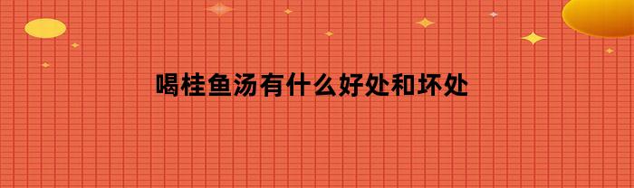 喝桂鱼汤有什么好处和坏处(桂鱼汤好喝吗)