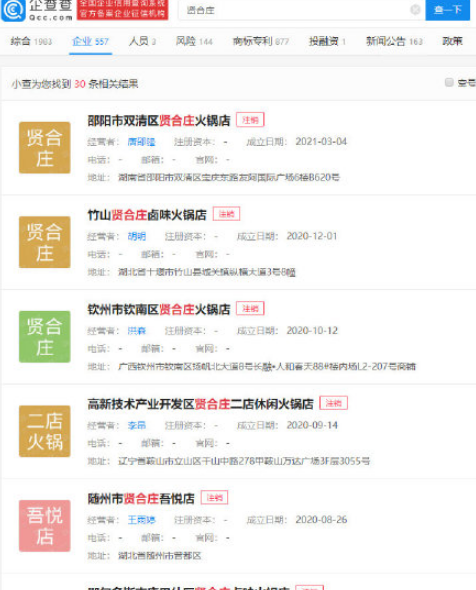 贤合庄全国倒闭了多少