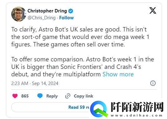 宇宙机器人英国首周销量不错