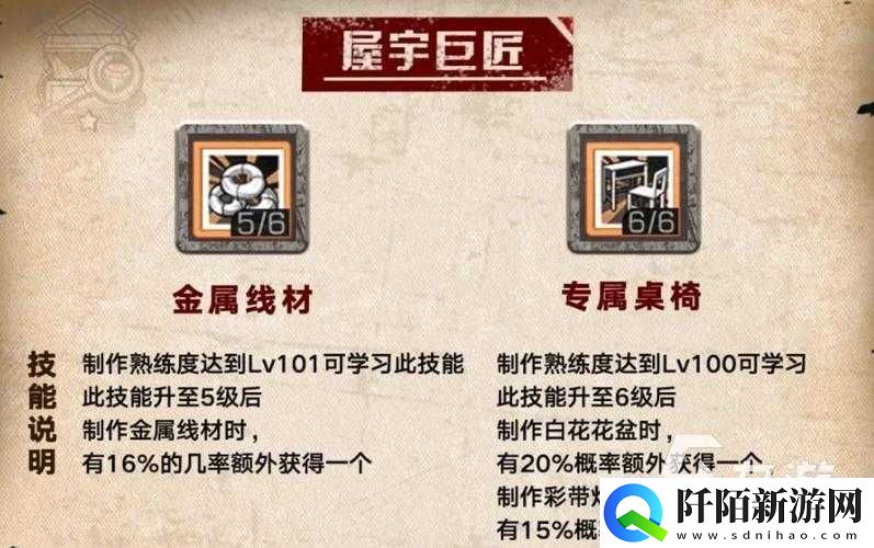 明日之后高级家具专家技能加点攻略