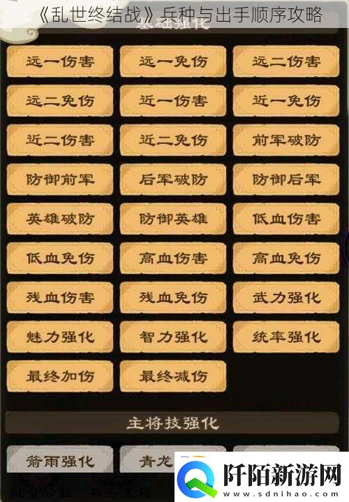 乱世终结战兵种与出手顺序攻略